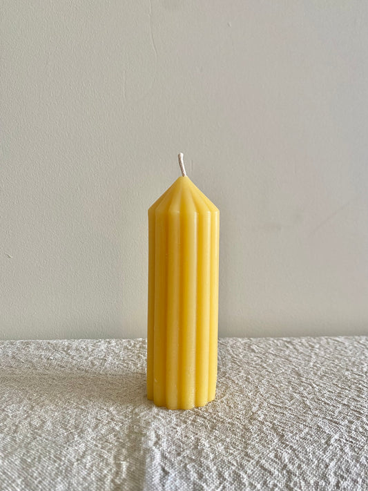 Beeswax Candle (Ribbed Pillar - Tall)